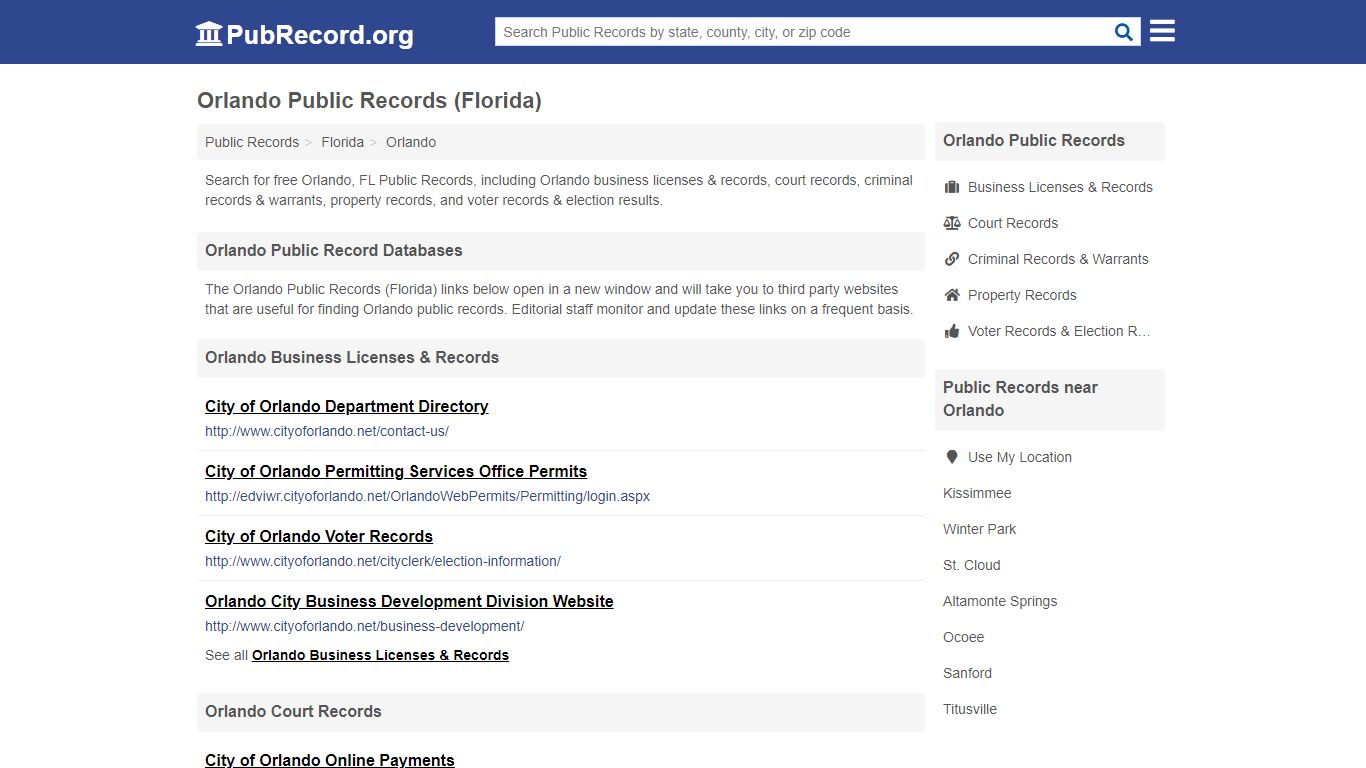 Free Orlando Public Records (Florida Public Records) - PubRecord.org